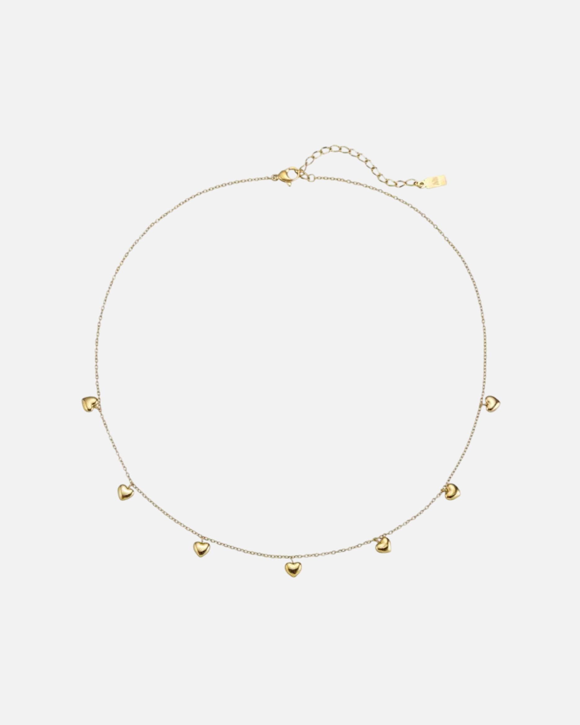 Halskette für Weiblich Hey Happiness Default Brand Line Multiple Chunky Heart – Herz Halskette – Edelstahl, wasserfest Gold
