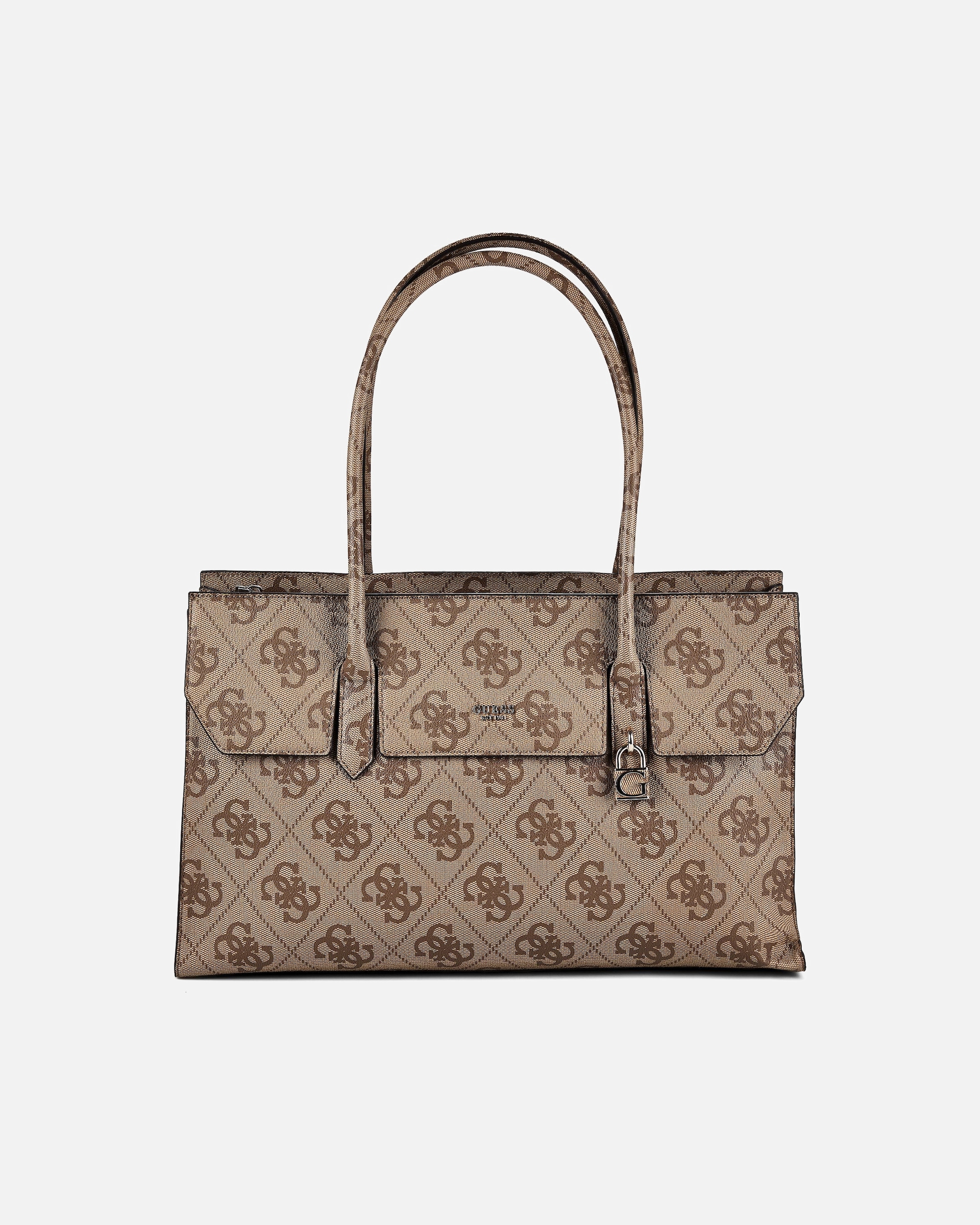 Tasche für Weiblich Guess Kiera Shopper latte logo