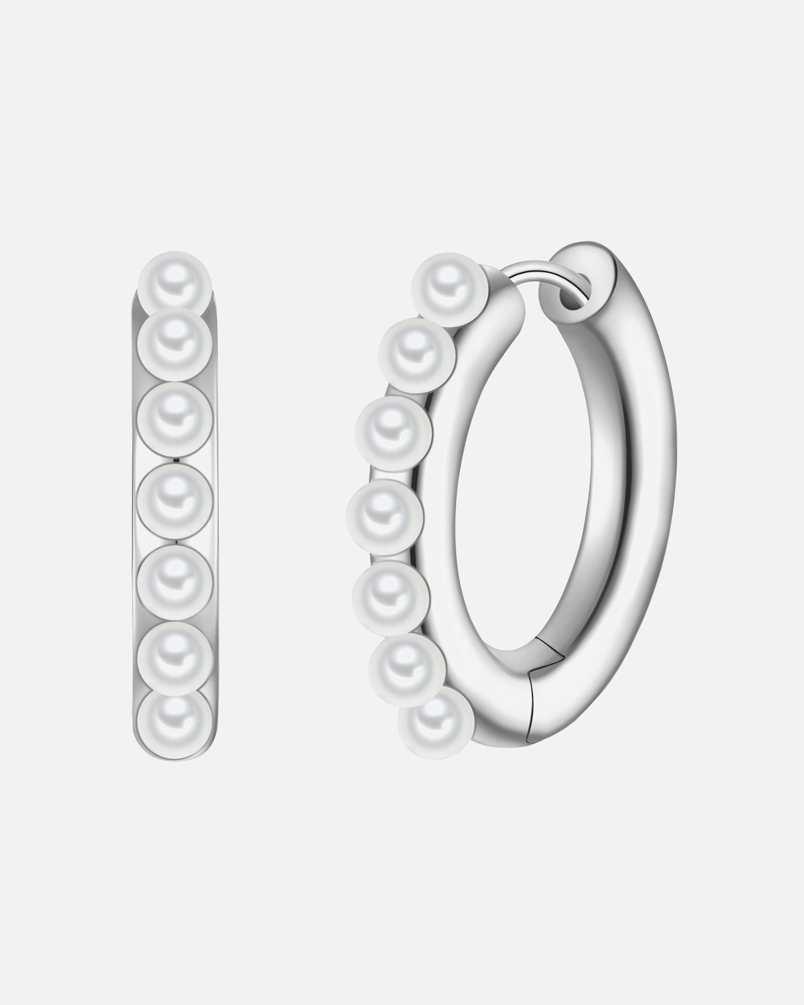 Creolen für Weiblich Yokoamii Creolen aus Metall-Legierung in silber mit Perle (synth.) 27,6 mm