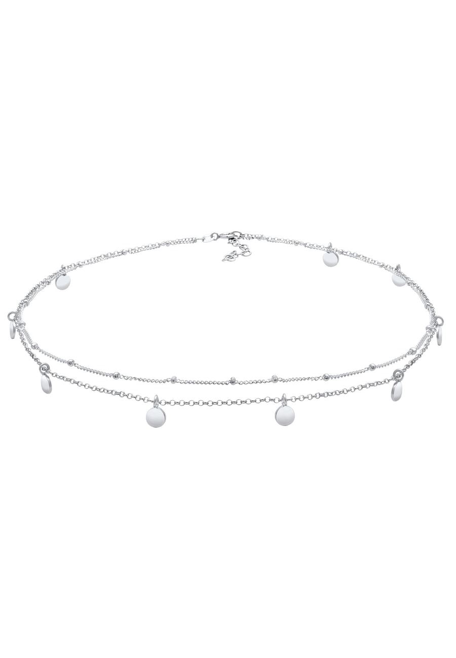 Elli Choker Layer Look Kugelkette Plättchen 925 Silber silberfarben Damen
