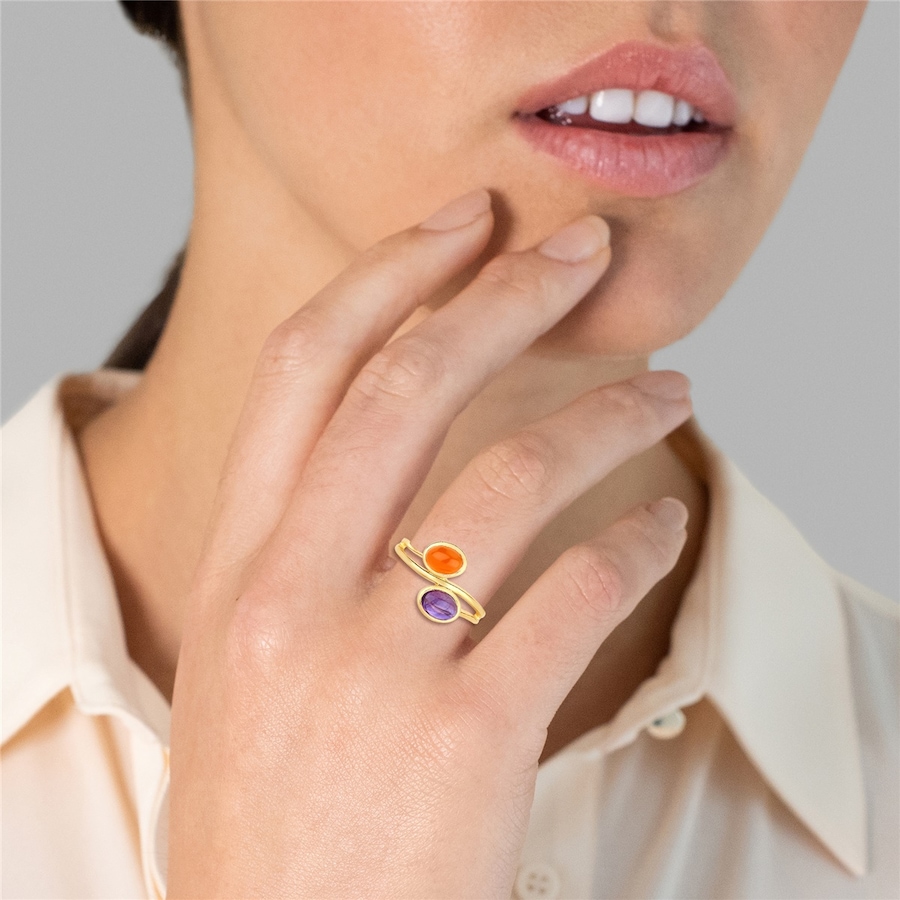 Rafaela Donata Ring Sterling Silber Amethyst in Gelbgold 54 Damen