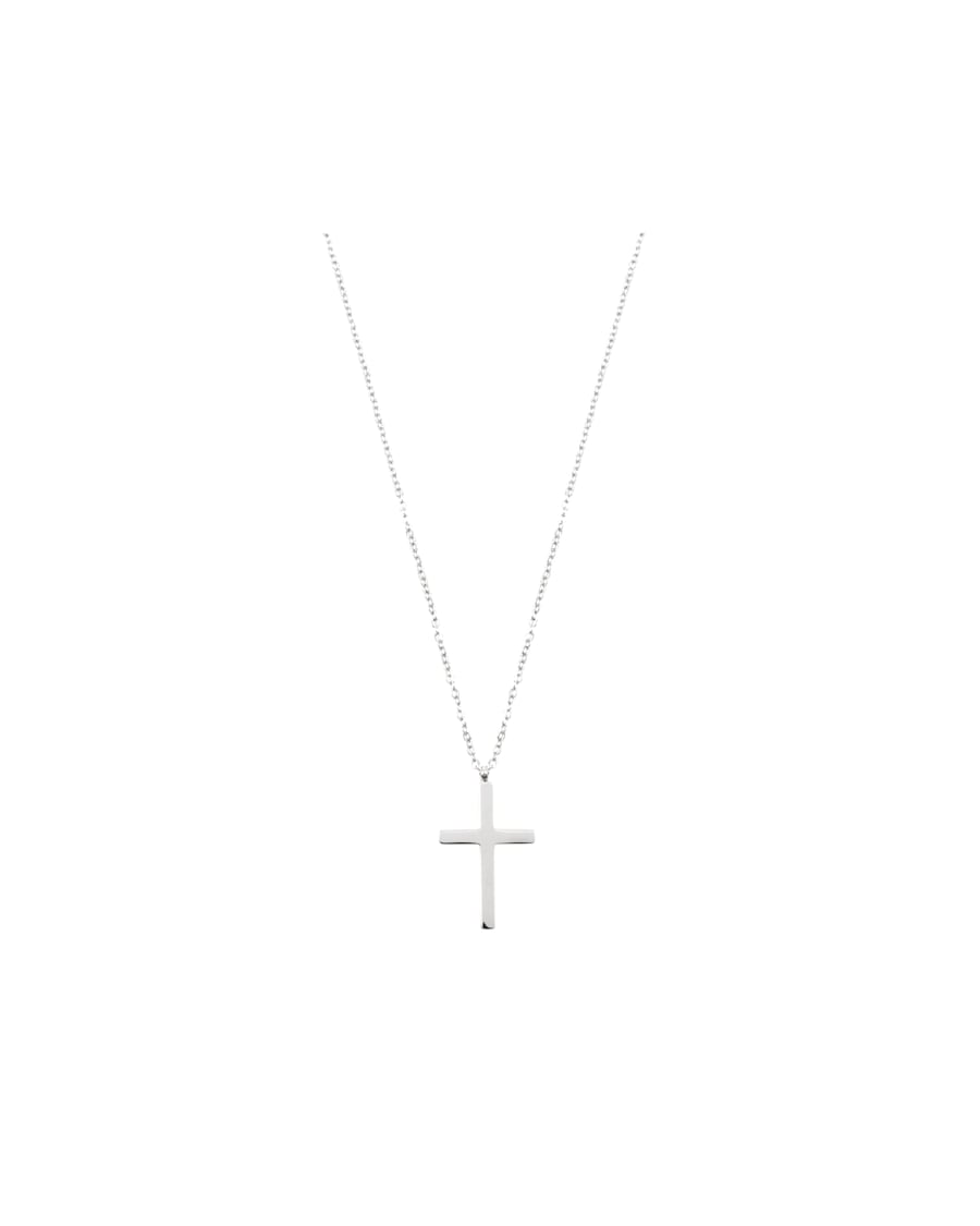 Hey Happiness Kette mit Kreuz-Anhänger Edelstahl Silber Damen
