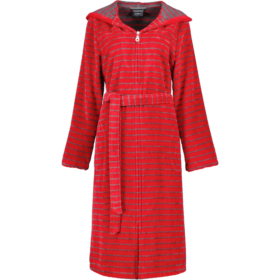 Cawö Bademäntel Damen Kapuze Shades 1492 rot - 27 S Weiss