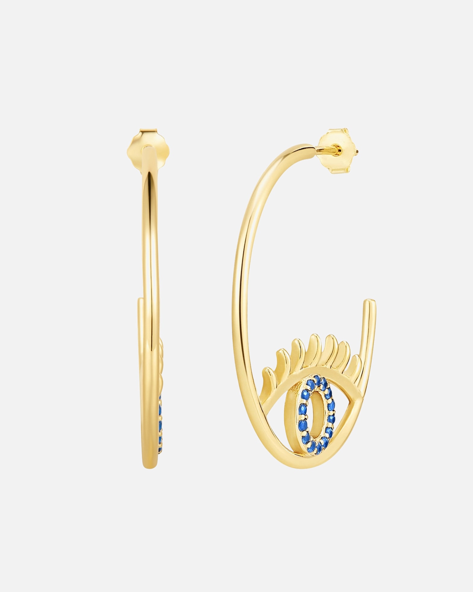 Creolen für Weiblich Glanzstücke München Creolen Allsehendes Auge aus Sterling Silber in Gelbgold mit Zirkonia 28,9 mm