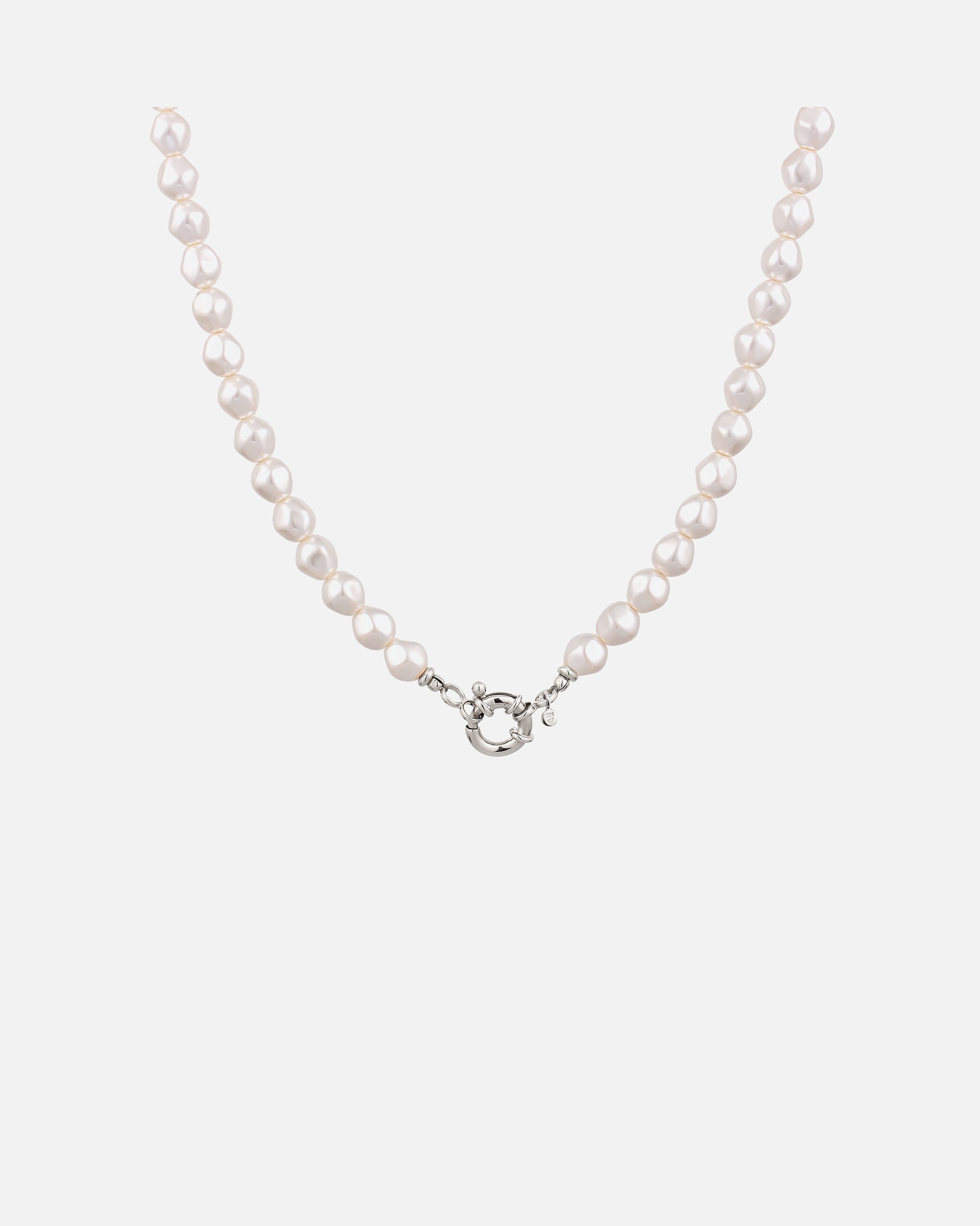 Halskette für Weiblich Elli Weiß 925 Sterling Silber vergoldet, mit Perlen von Swarovski® silberfarben