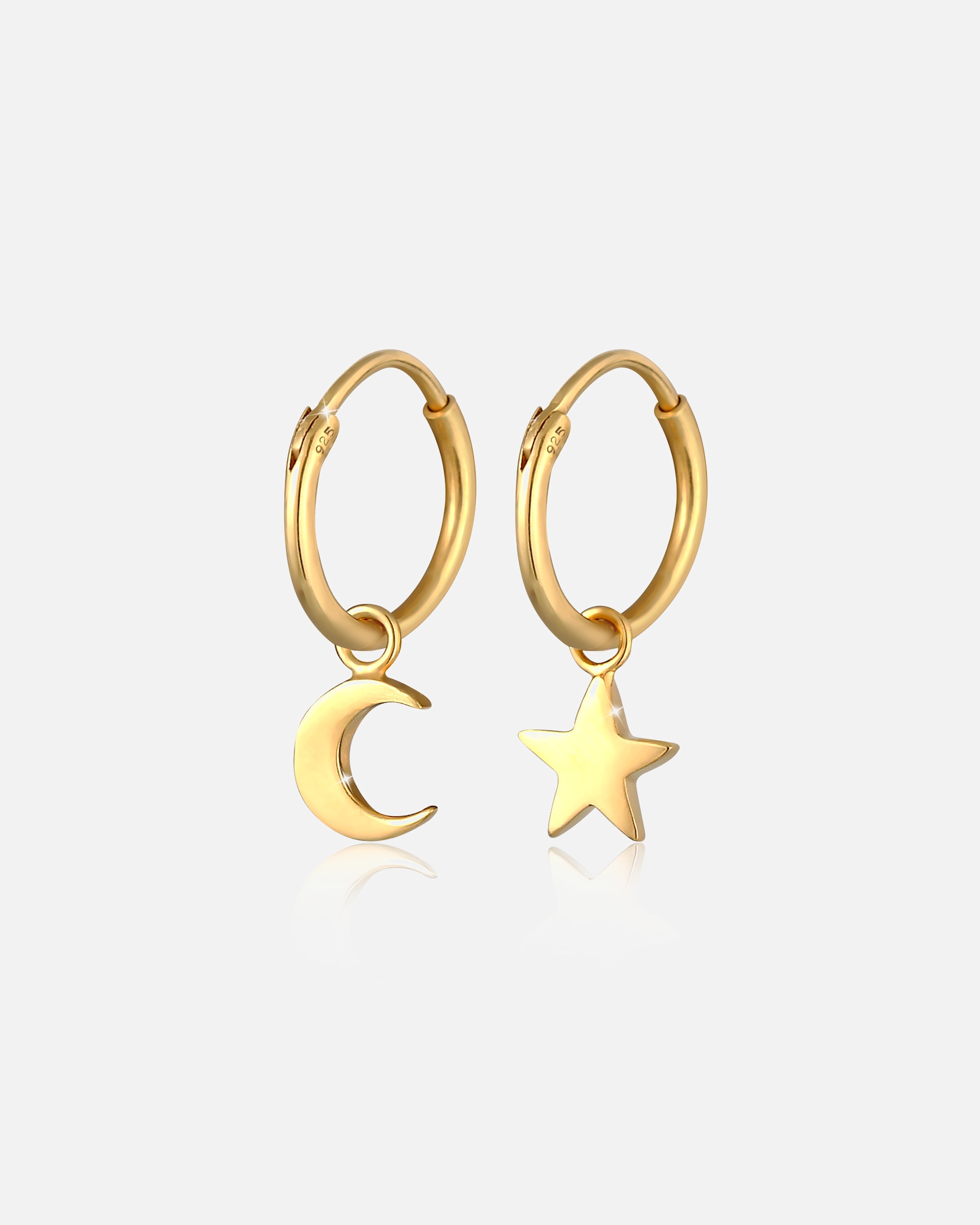 Creolen für Weiblich Elli Creolen Ohrhänger Stern Mond Astro Look 925 Silber goldfarben