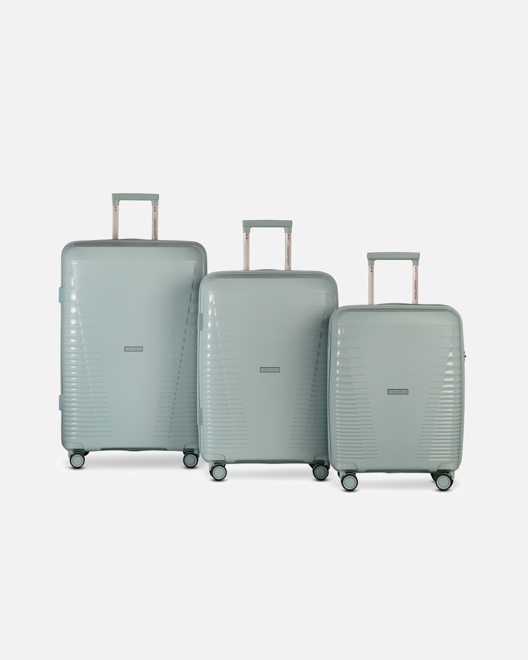 Koffer für Männlich Worldpack Havanna 4 Rollen Kofferset 3-teilig taubenblau