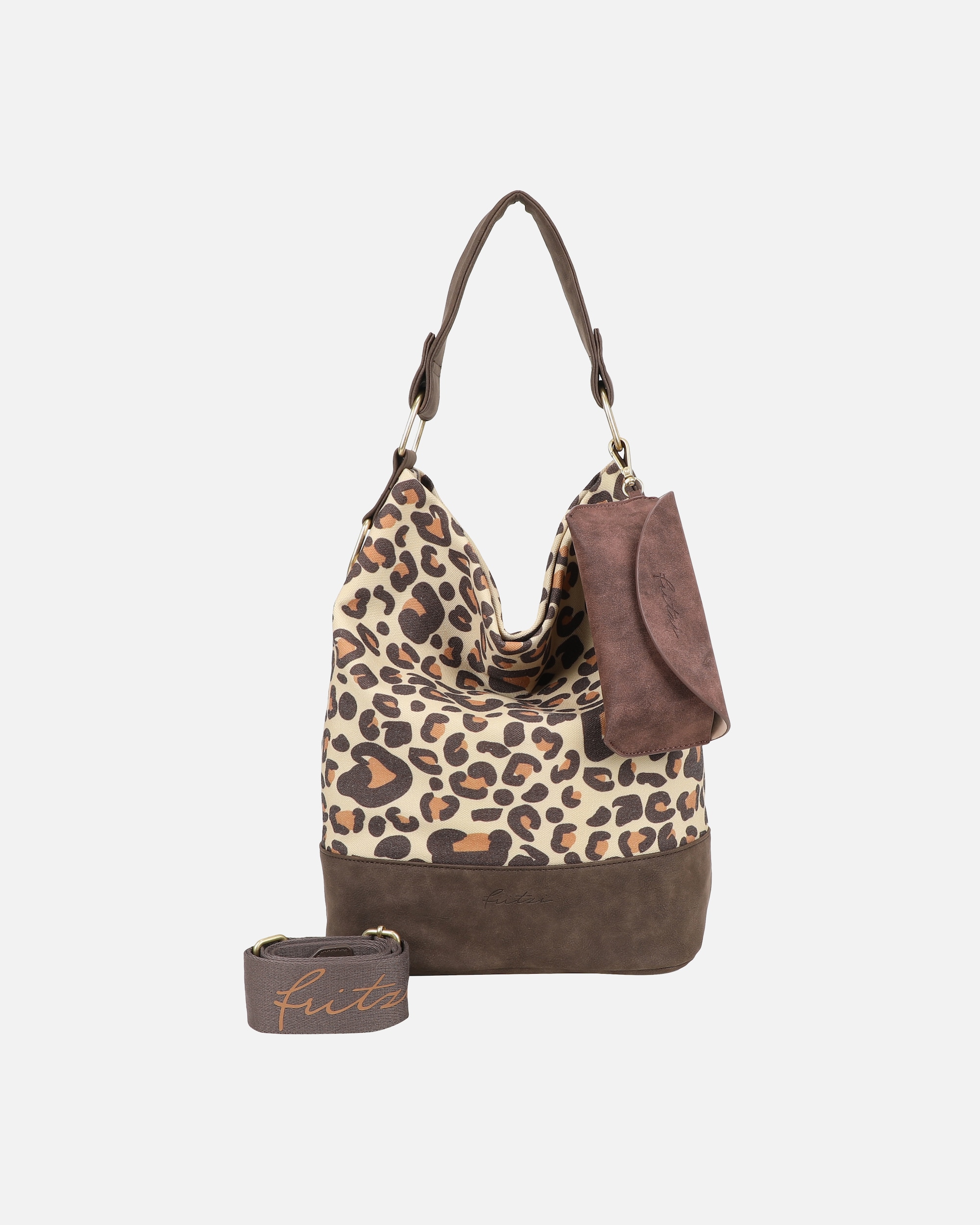 Handtasche für Weiblich Fritzi aus Preußen Shopper Izzy07 Leo Camel aus robustem Canvas braun