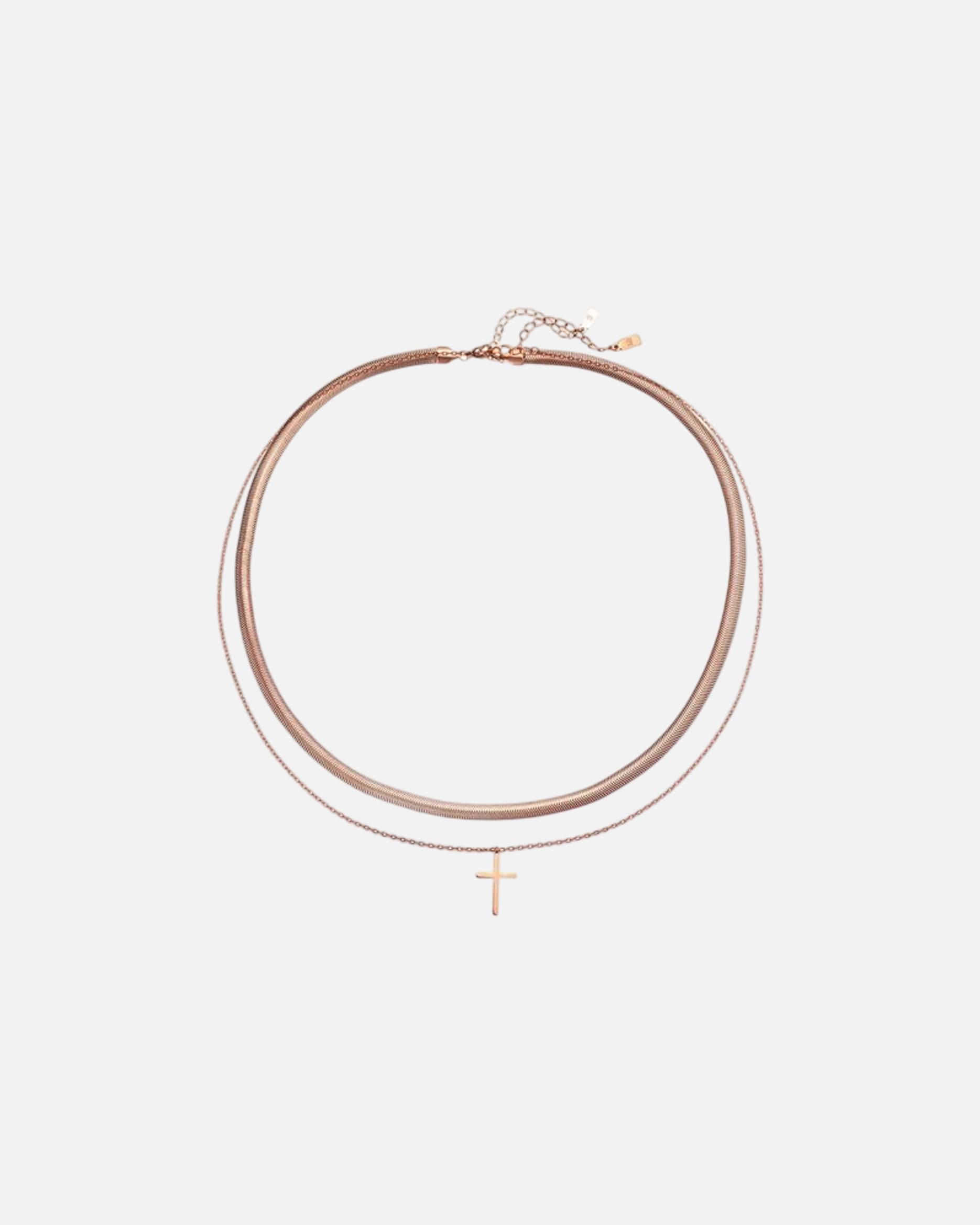 Schmuckset für Männlich Hey Happiness Default Brand Line Kreuz & Schlangenkette Herren Set Edelstahl Rosegold