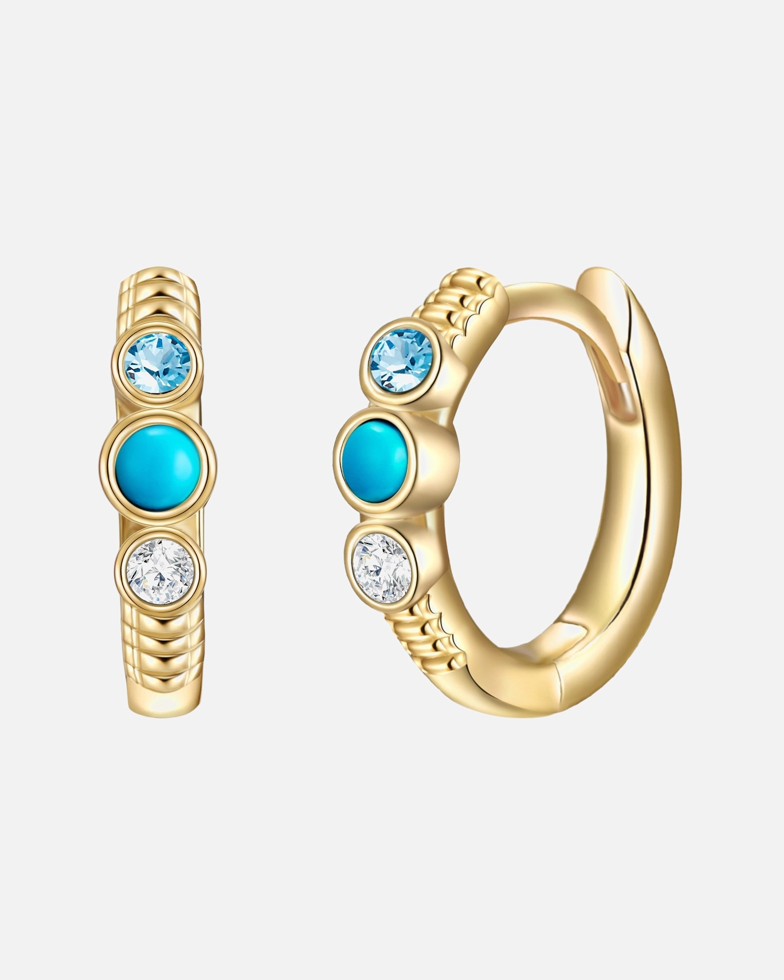 Ohrringe für Weiblich Glanzstücke München Creolen Sterling Silber Türkis (rek.) in Gelbgold 11,8 mm