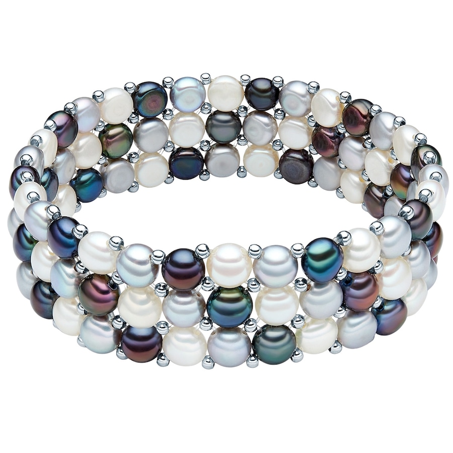 Valero Pearls Armband Messing Süßwasser-Zuchtperle in Silber 19,0 cm Damen