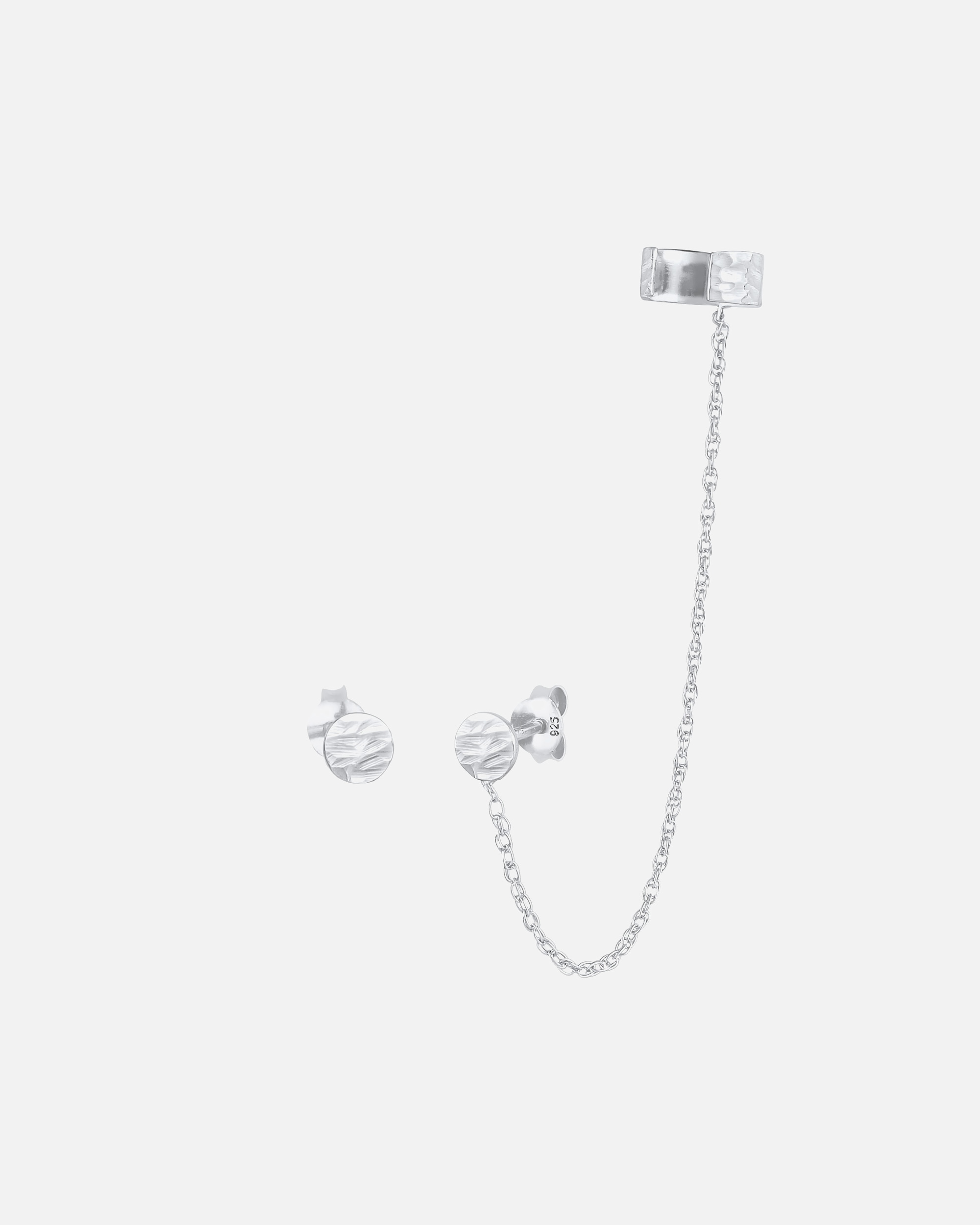Ohrringe für Weiblich Elli Earcuff Stecker Rund Organic Struktur 925 Silber silberfarben
