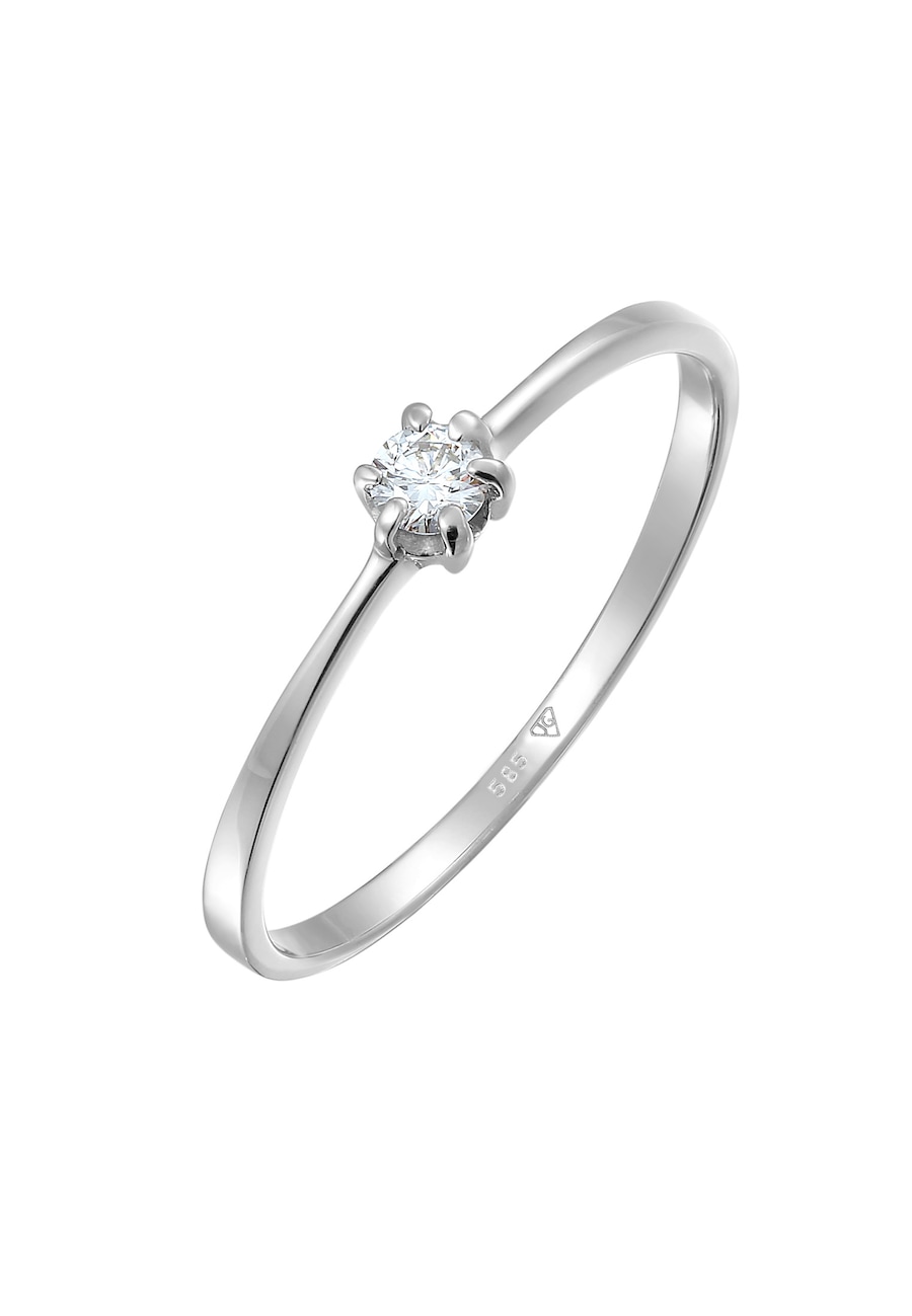 Elli DIAMONDS Verlobungsring Diamant 0.11 ct. 585 Weißgold 58 Damen