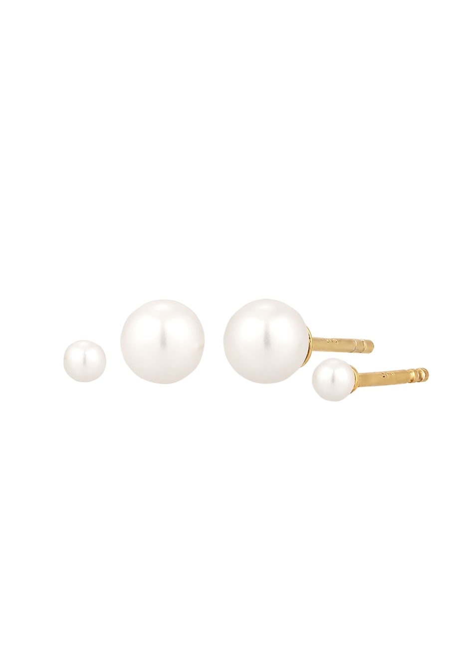 Elli Ohrstecker Set mit Perlen von Swarovski Weiß 925 Sterling Silber goldfarben Damen