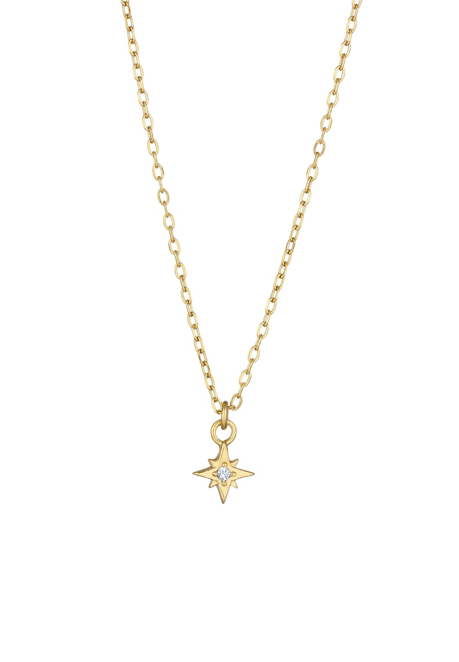 Elli Stern Weiß 925 Sterling Silber, mit Kristallen von Swarovski goldfarben Damen