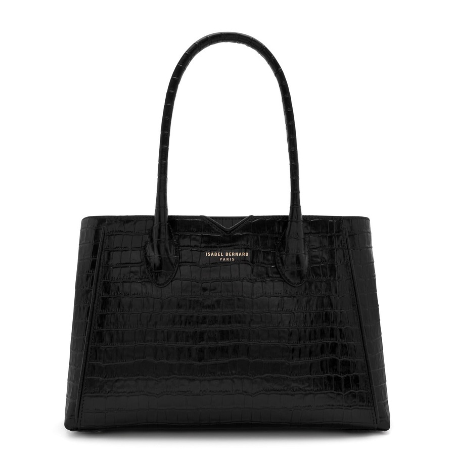 Isabel Bernard Honoré Cloe Midi Kroko Schwarz Kalbsleder Handtasche IB25082-201 Damen