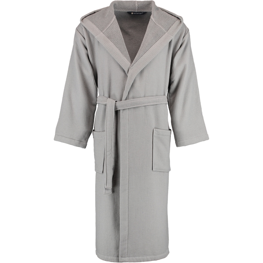 Rhomtuft Bademäntel unisex Kapuze Face & Body kiesel - 85 L Weiss