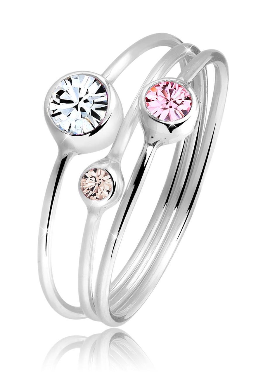 Elli Stapelring Set Kristalle 925 Silber 46 Damen