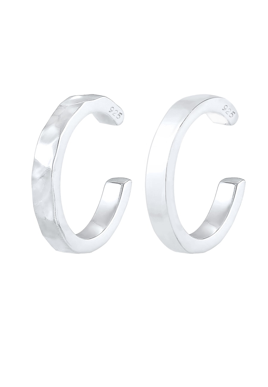 Elli Earcuff Klemme 2er Set Geo-Organic Look 925 Silber silberfarben Damen