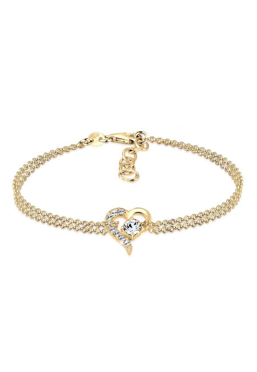 Elli Armband Herz Liebe Kristalle 925 Silber goldfarben Damen