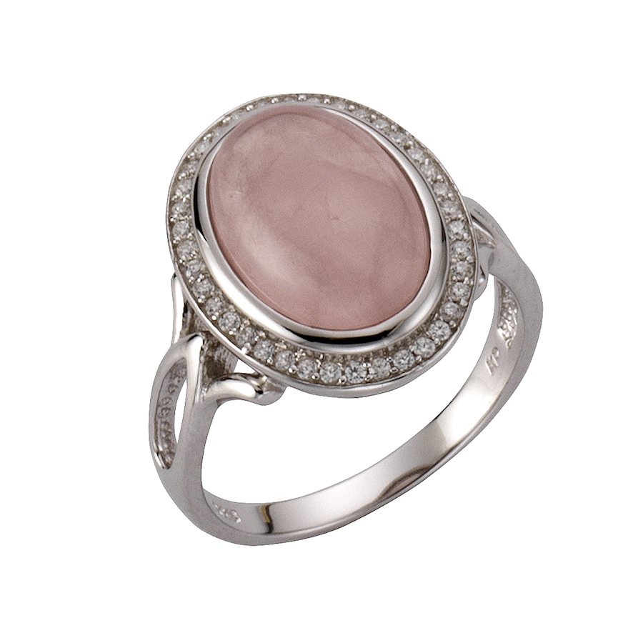 Zeeme Ring 925/- Sterling Silber Rosenquarz rosa 060 (19,1) Damen