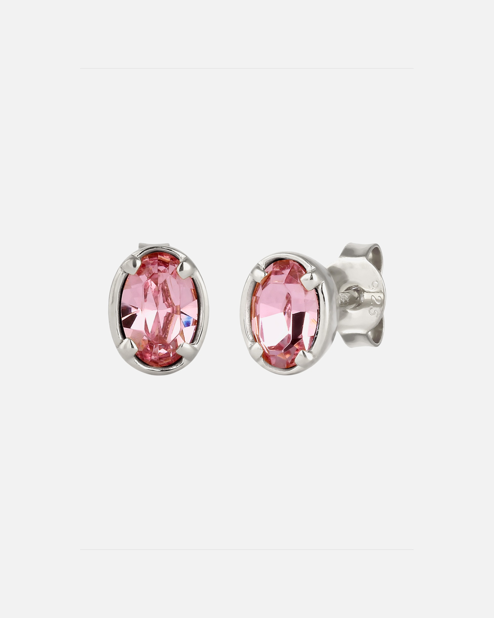 Ohrringe für Weiblich Elli Ohrstecker Oval Pink 925 Sterling Silber, mit Kristallen von Swarovski® silberfarben