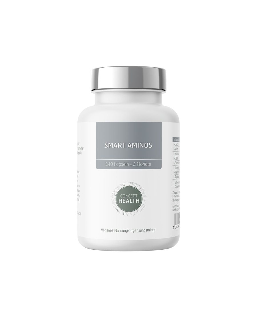 CONCEPT HEALTH SMART AMINOS – 8 essentielle Aminosäuren, hochdosiert. 240 Kapseln 186 g