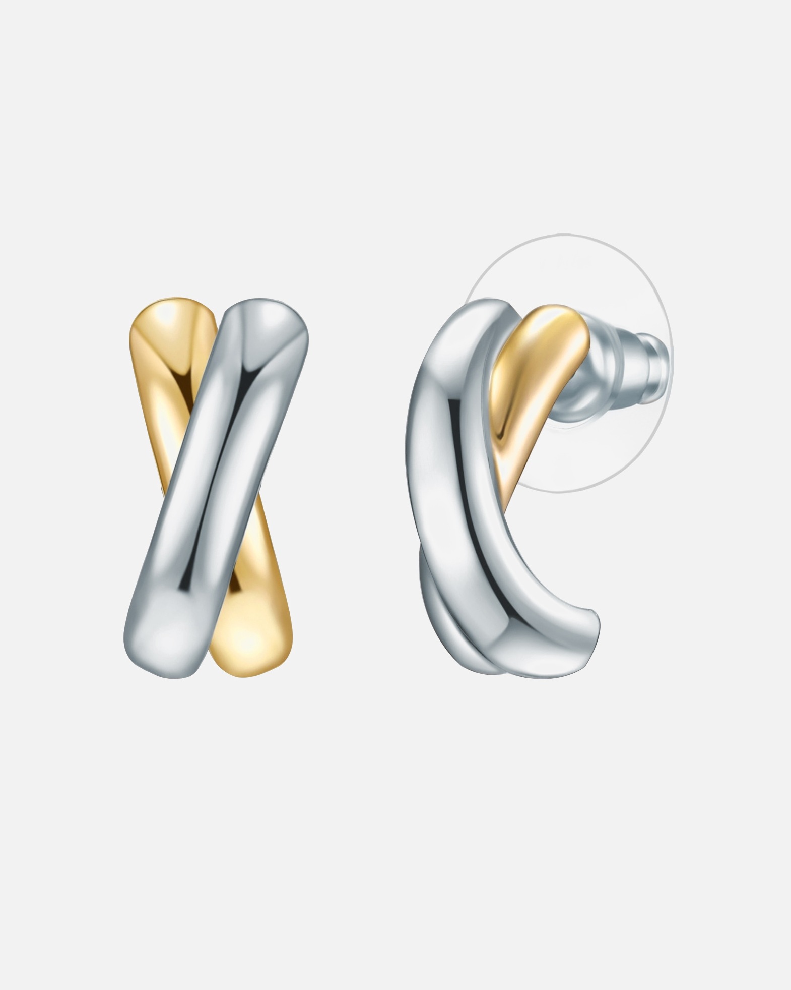 Ohrringe für Weiblich Lulu & Jane Ohrstecker Metall-Legierung in Silber/Gelbgold 15,9 mm