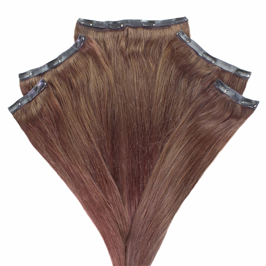 hair2heart Invisible Clip Extensions Premium Echthaar #4/77 Mittelbraun Braun-Intensiv 60cm Braun Damen