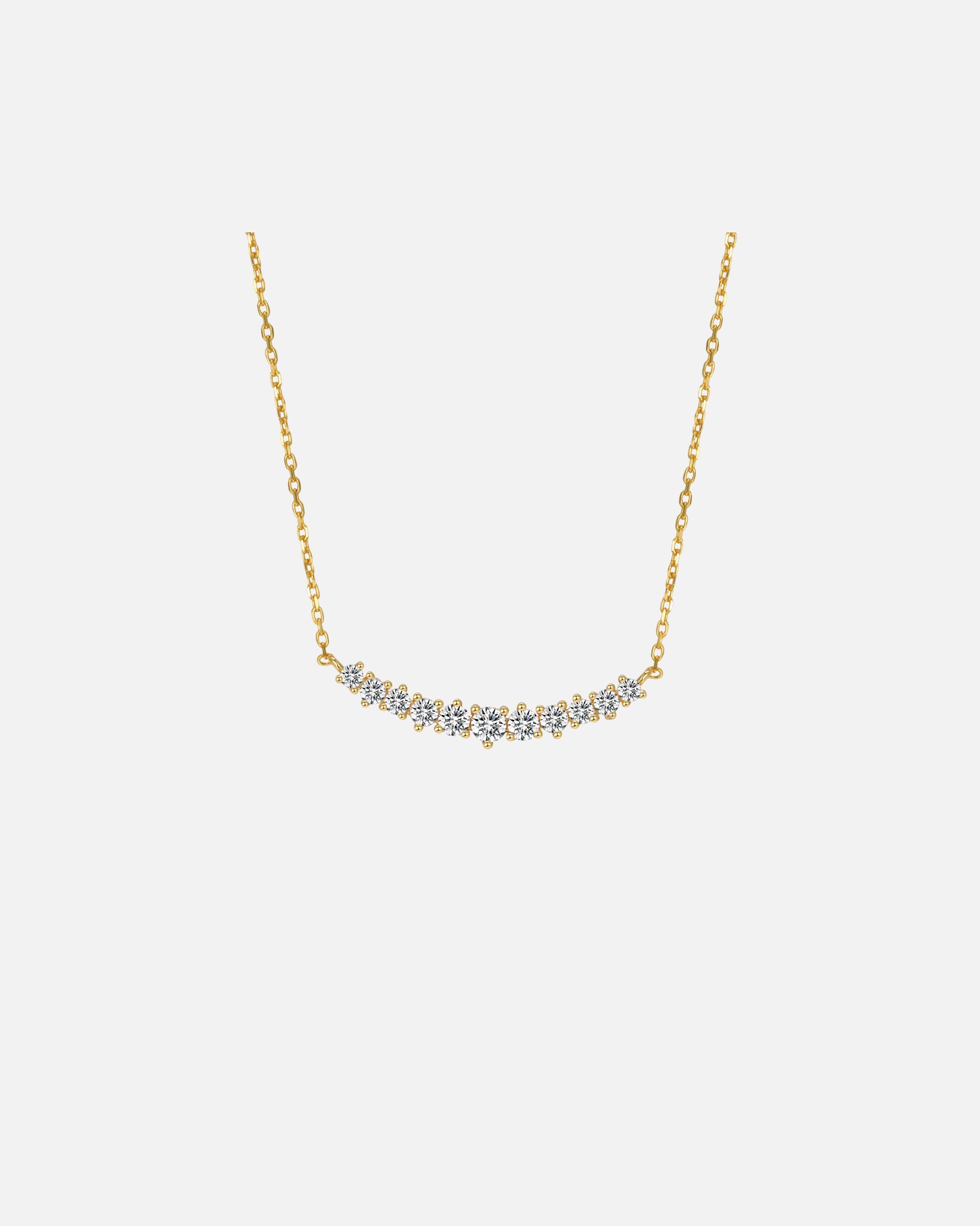 Kette für Weiblich Hey Happiness Default Brand Line Tennis-Halskette mit Zirkonia 925 Sterlingsilber Gold