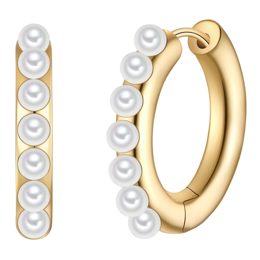 Yokoamii Creolen aus Metall-Legierung in gelbgold mit Perle (synth.) 27,6 mm Damen