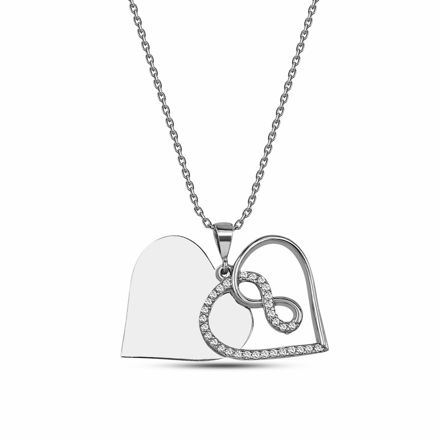 dKeniz Anhänger mit Kette 925/- Sterling Silber Zirkonia weiß 42 cm + 3cm Weiss Damen
