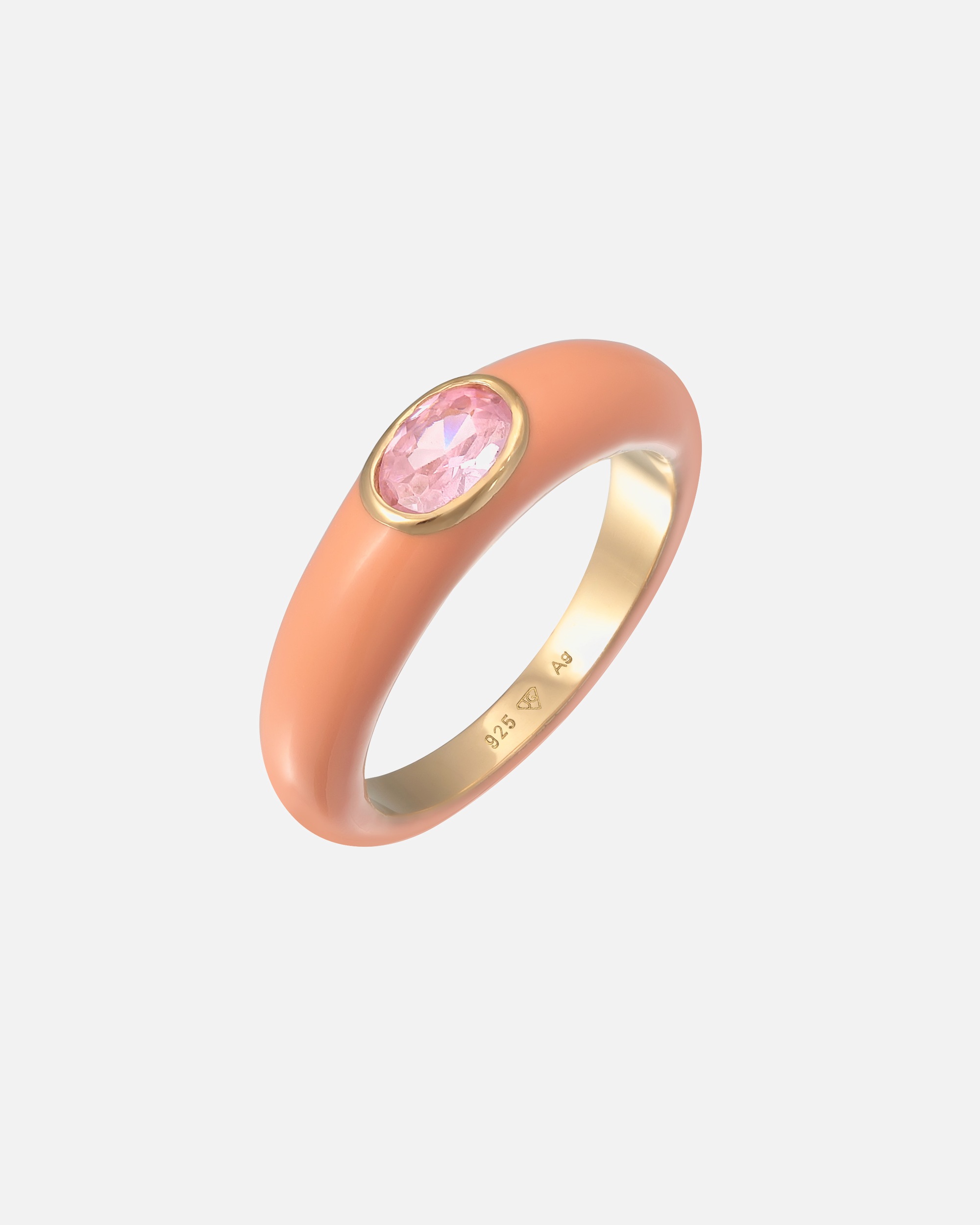 Ring für Weiblich Elli Zirkonia Oval Solitär Emaille Bunt 925 Silber 54