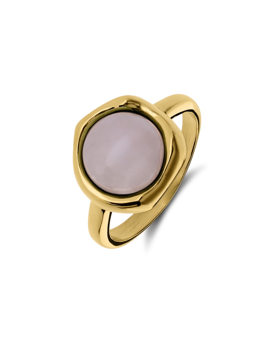 Lucardi Ring Stahl - Gelbgold legiert Rosa 63mm Damen