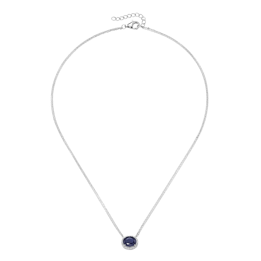 Smart Jewel Collier mit Zirkonia und blauem Kristallstein, Silber 925 one size Blau