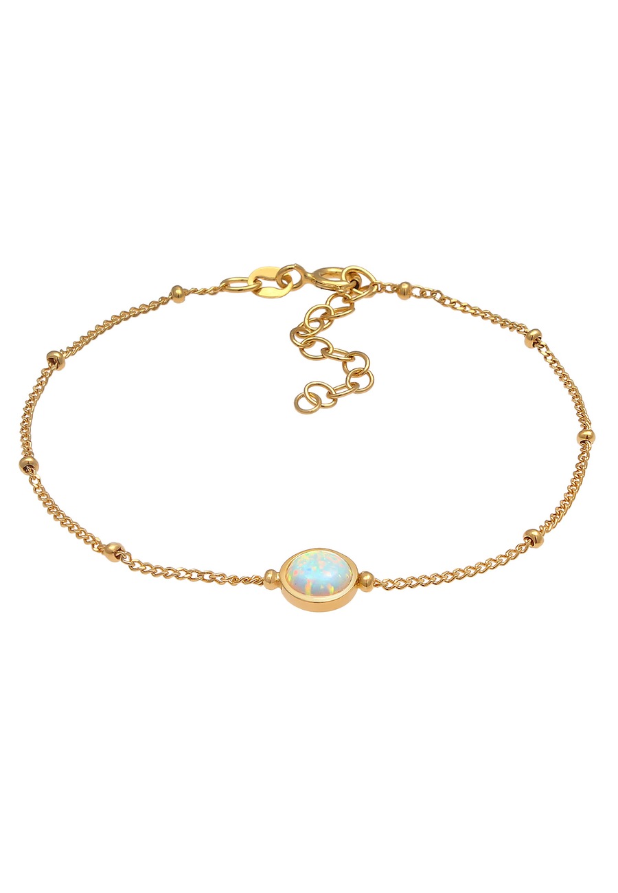 Elli Opal Edelstein Kugelkette Rund 925er Silber 16 Damen