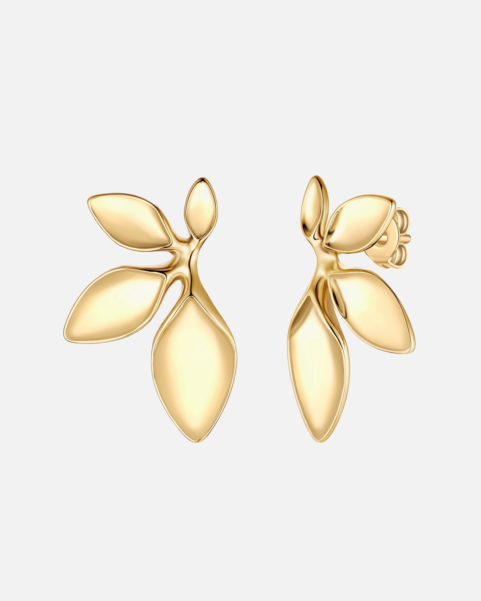 Ohrringe für Weiblich Yokoamii Ohrstecker Blütenblätter aus Messing in gelbgold 44,2 mm