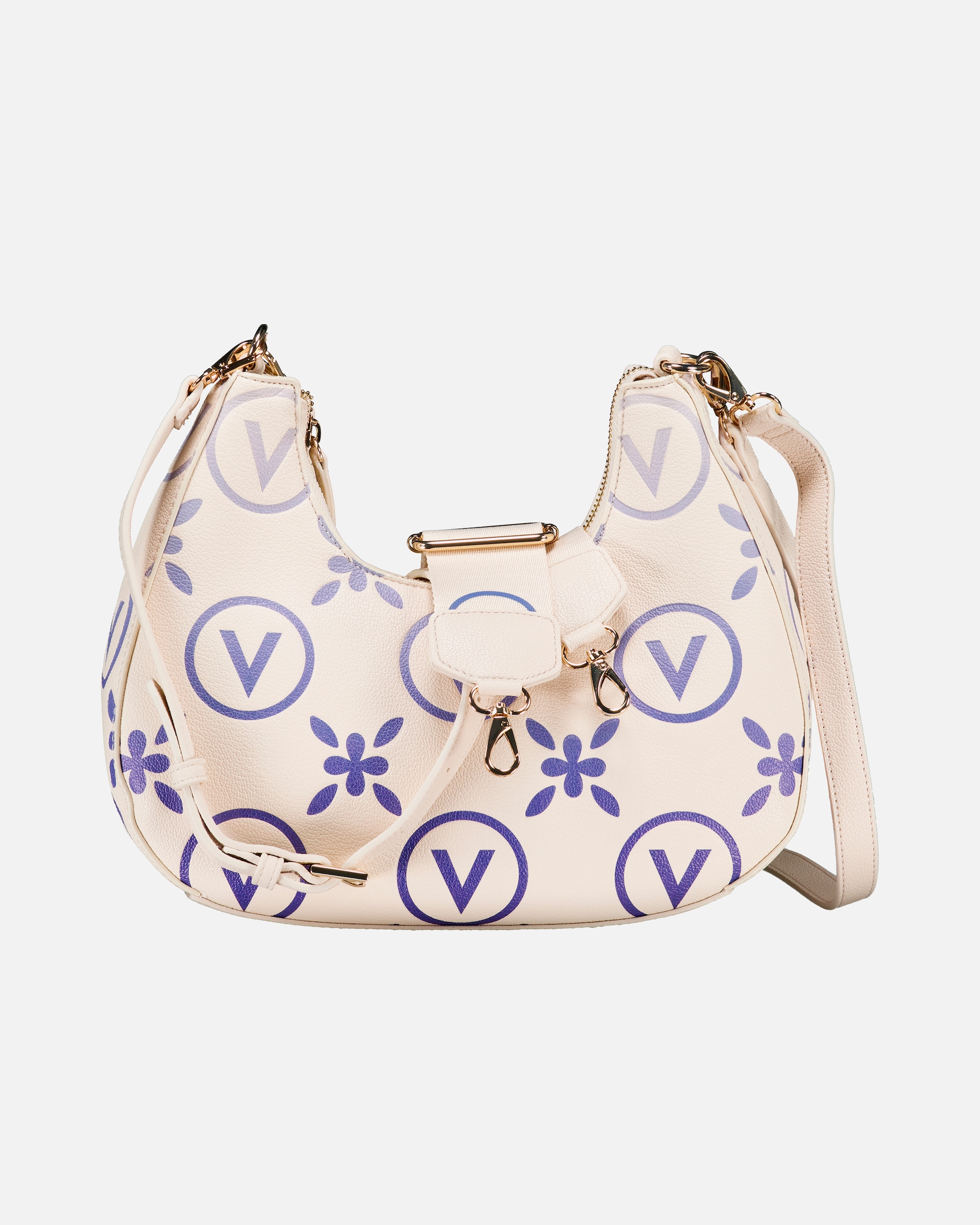 Tasche für Weiblich Valentino Bags Beuteltasche Samba Print Relove Recycle Ecru Bluette