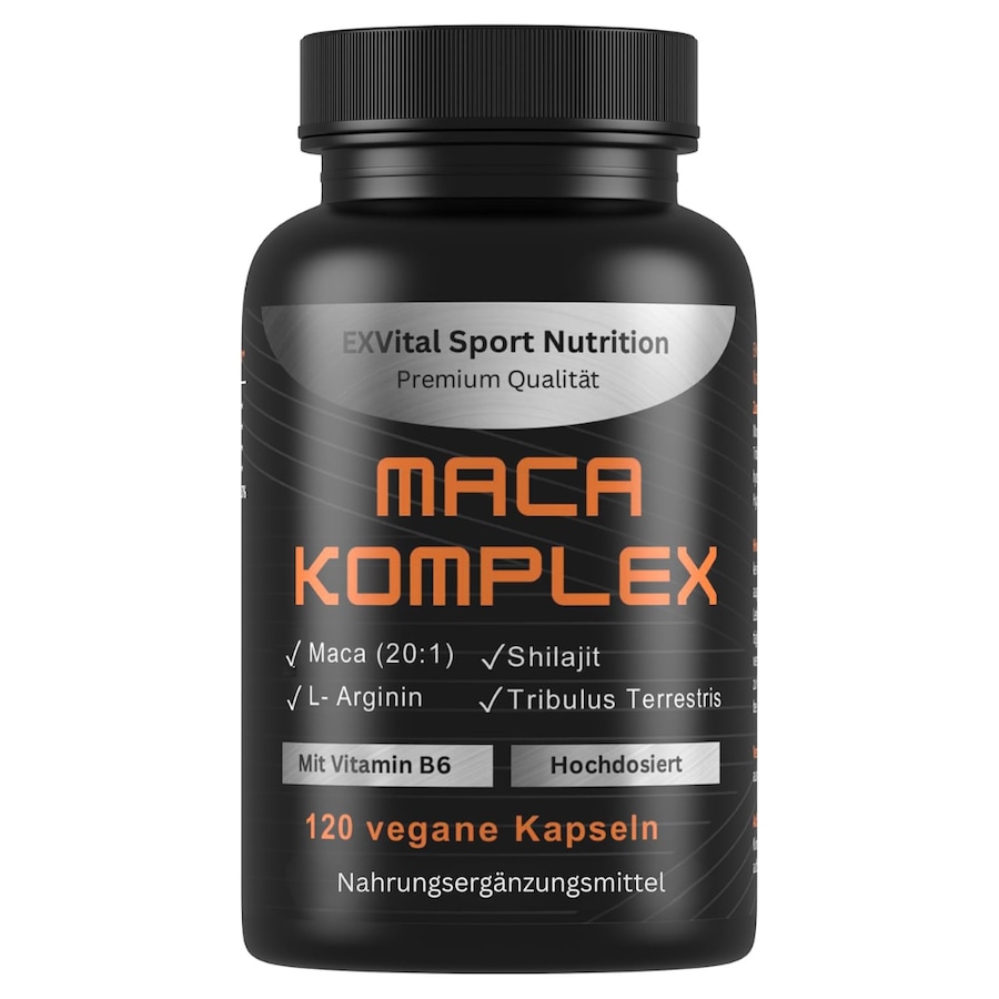 EXVital Maca Komplex mit Tribulus terrestris, Shilajit, L-Arginin & Vitamin B 92 g