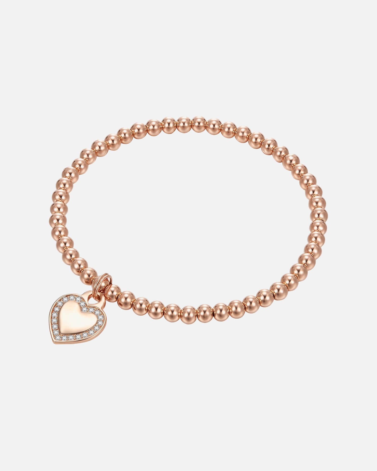 Armband für Weiblich Lulu & Jane Armband Herz Messing Zirkonia in Roségold 18,0 cm