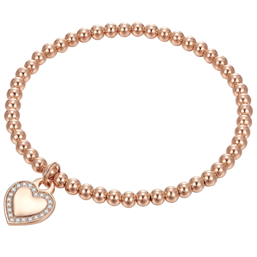 Lulu & Jane Armband Herz Messing Zirkonia in Roségold 18,0 cm Damen