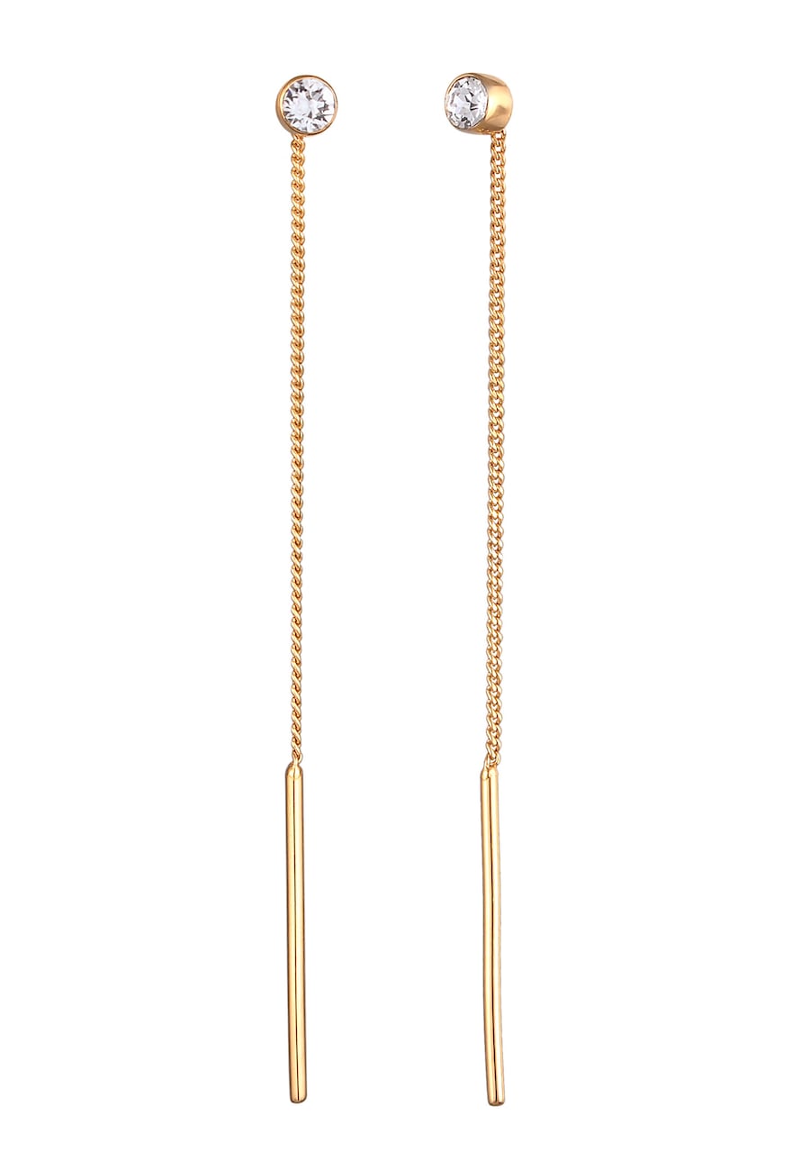 Elli Ohrringe Durchziehen Kristall Basic 925 Silber goldfarben Damen