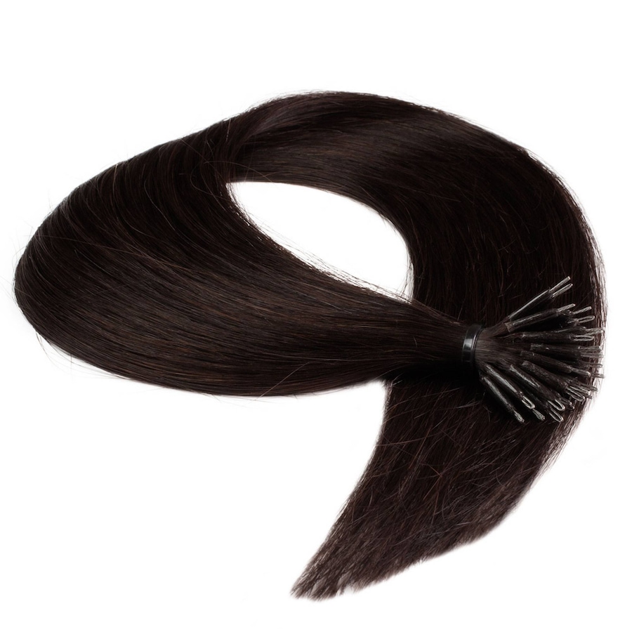 hair2heart Nanoring Extensions Premium Echthaar #5/0 Hellbraun 0,8g 40cm Schwarz Damen