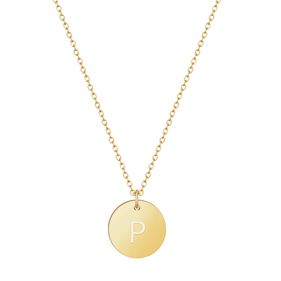 GOOD.designs Namenskette 18 K vergoldet mit Buchstaben-Coin P Onesize Damen