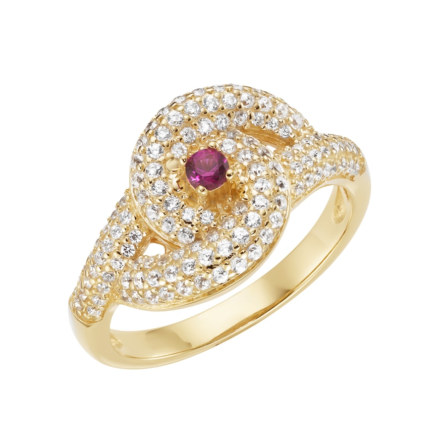 Smart Jewel Ring mit Zirkonia und farbigem Zierstein, Silber 925 56 Rot