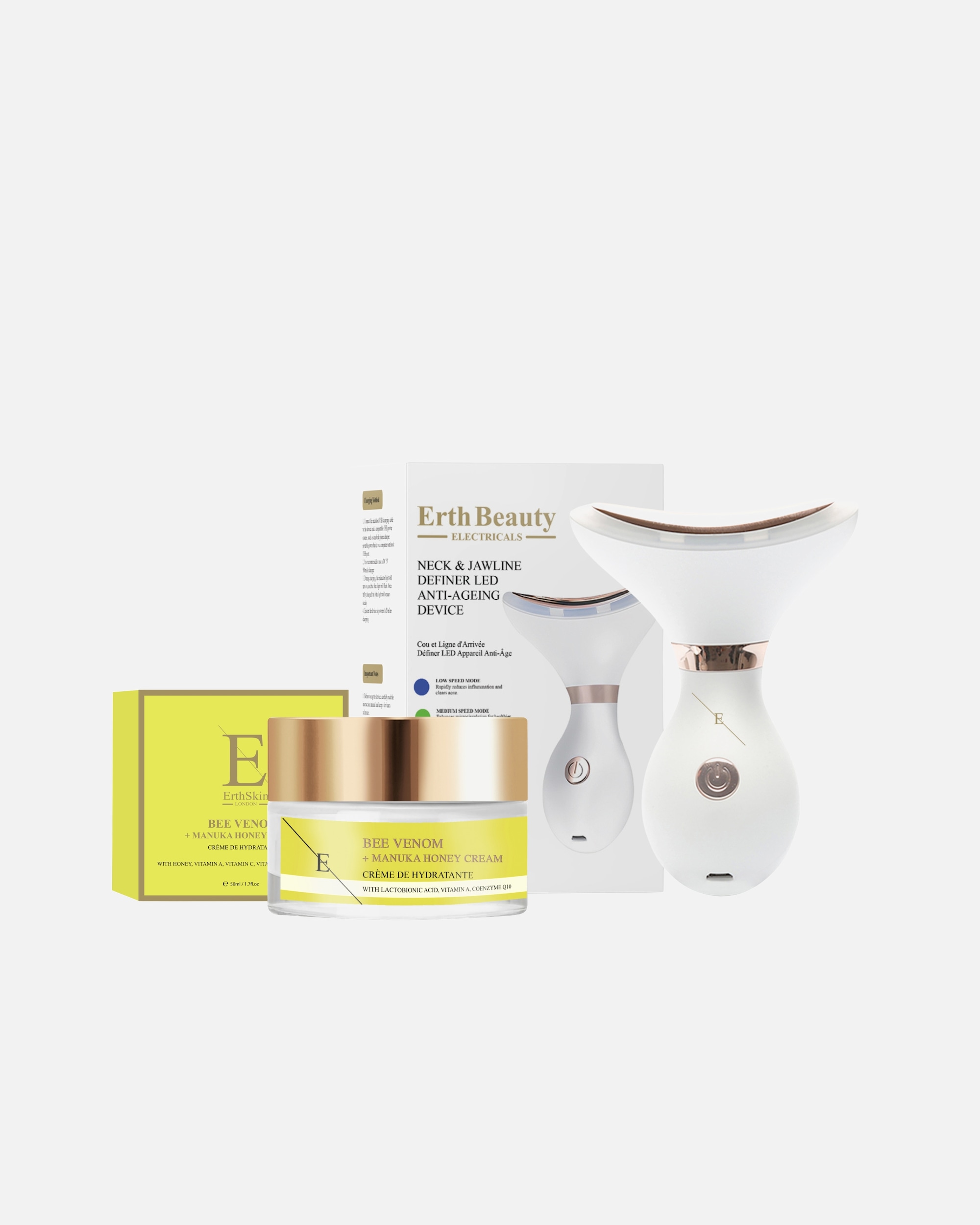 Gesichtsmassagegerät für Unisex ErthSkin London LED Hals Kiefer Duo Bienengift Manuka 1 Stück