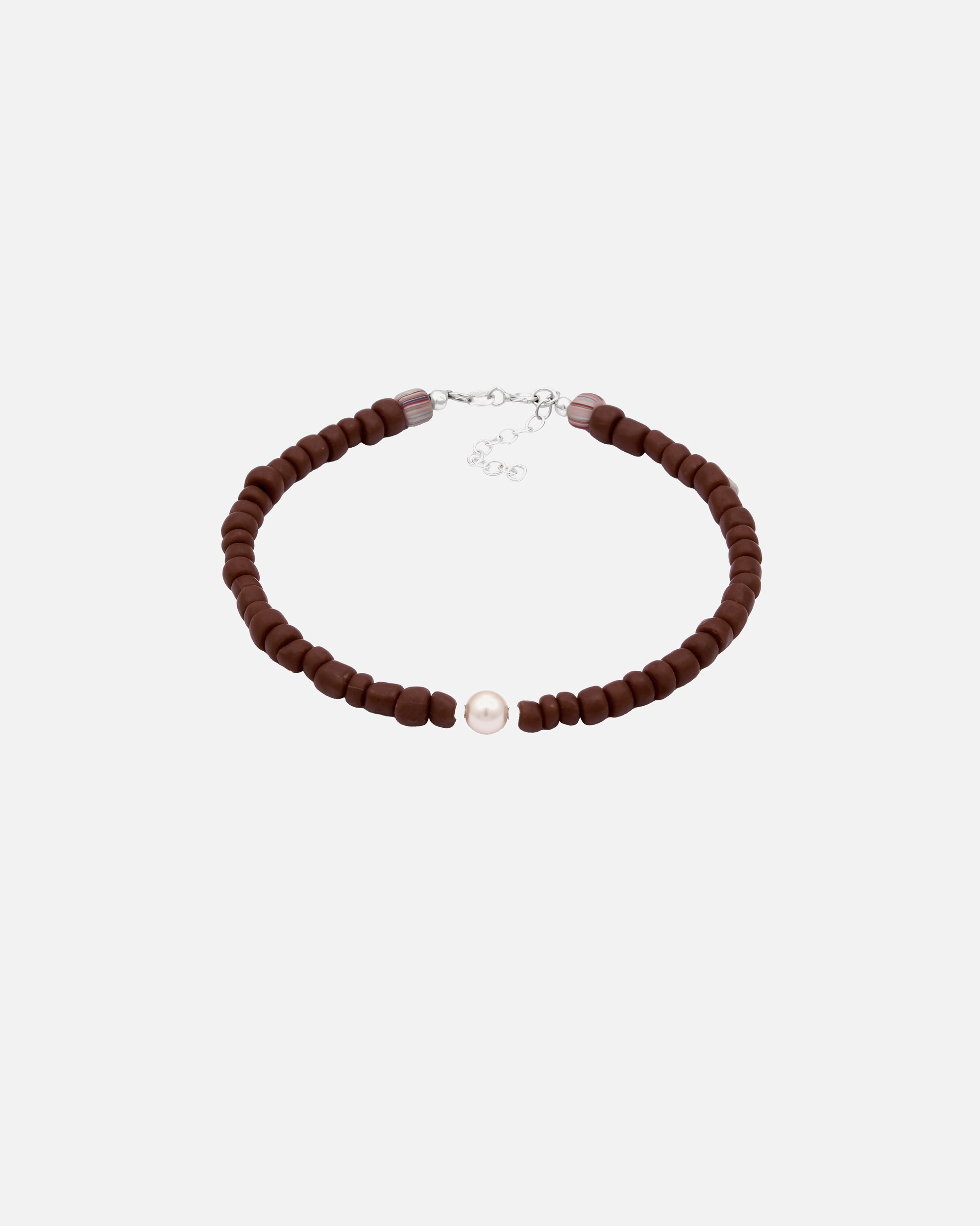 Fußschmuck für Weiblich Elli Glas Perlen Braun Synthetische Perle Weiß 925 Sterling Silber 22
