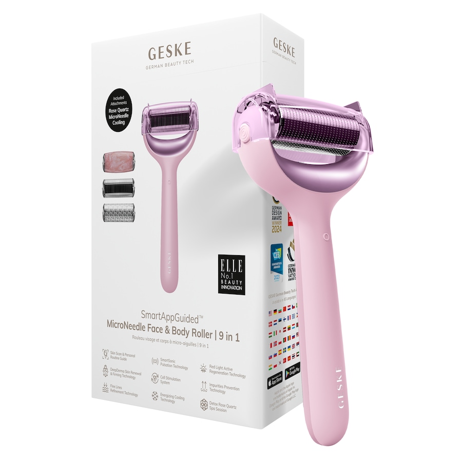 Geske SmartAppGuided MicroNeedle Face & Body Roller | 9 in 1 Pink