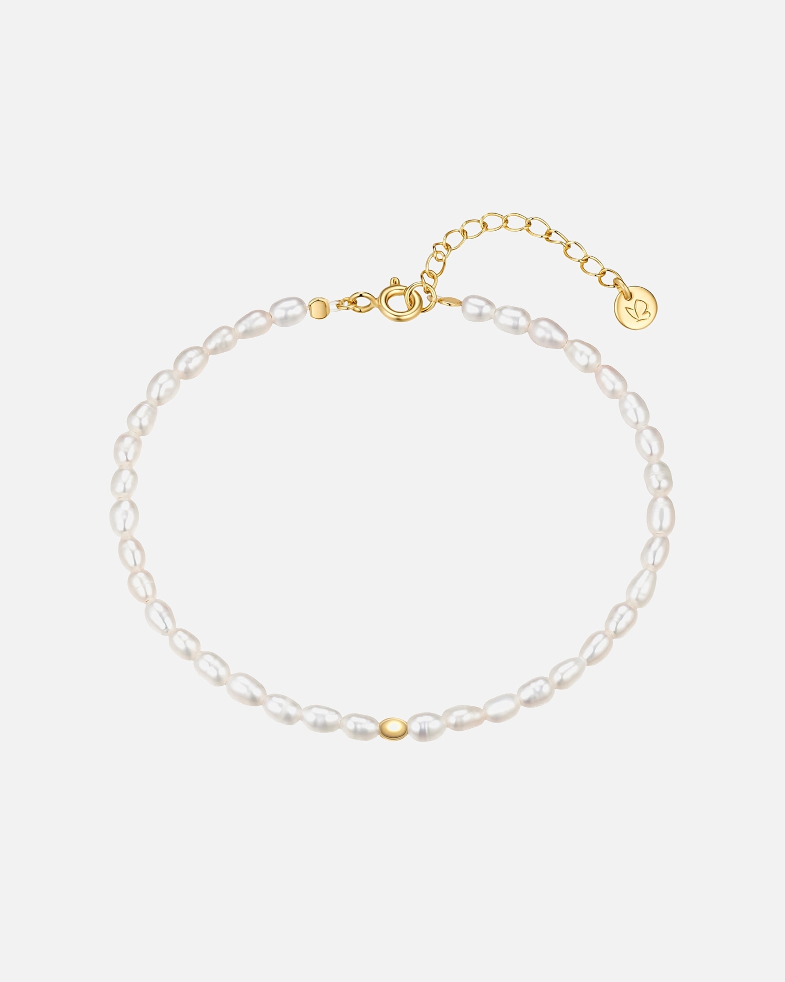 Armband für Weiblich Glanzstücke München Perlen-Armband aus Sterling Silber in gelbgold mit Süßwasser-Zuchtperle 17,0 cm Basislänge + 3,0 cm Verlängerung