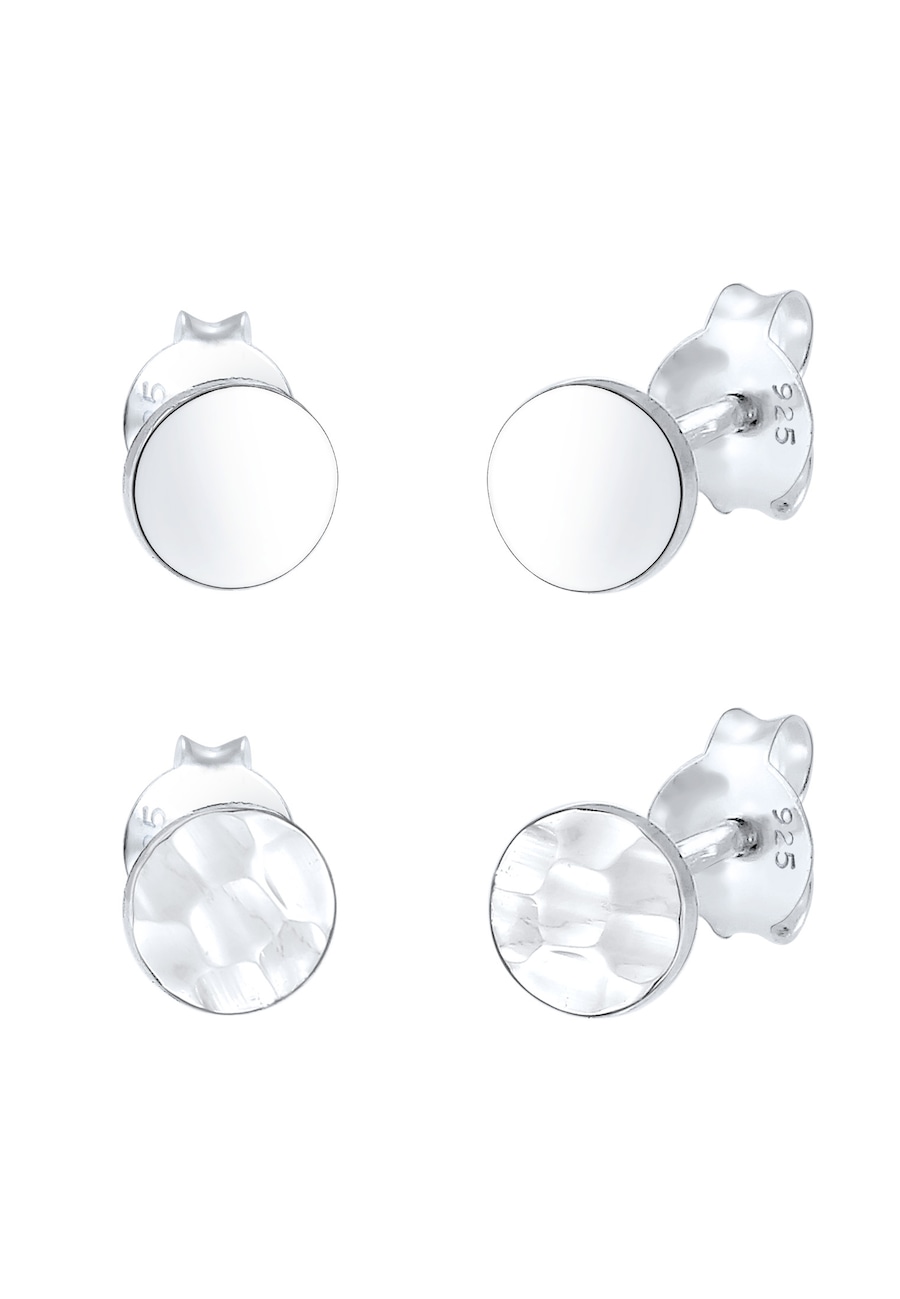 Elli Set Geo Ohrstecker Gehämmert Glänzend 925 Silber silberfarben Damen
